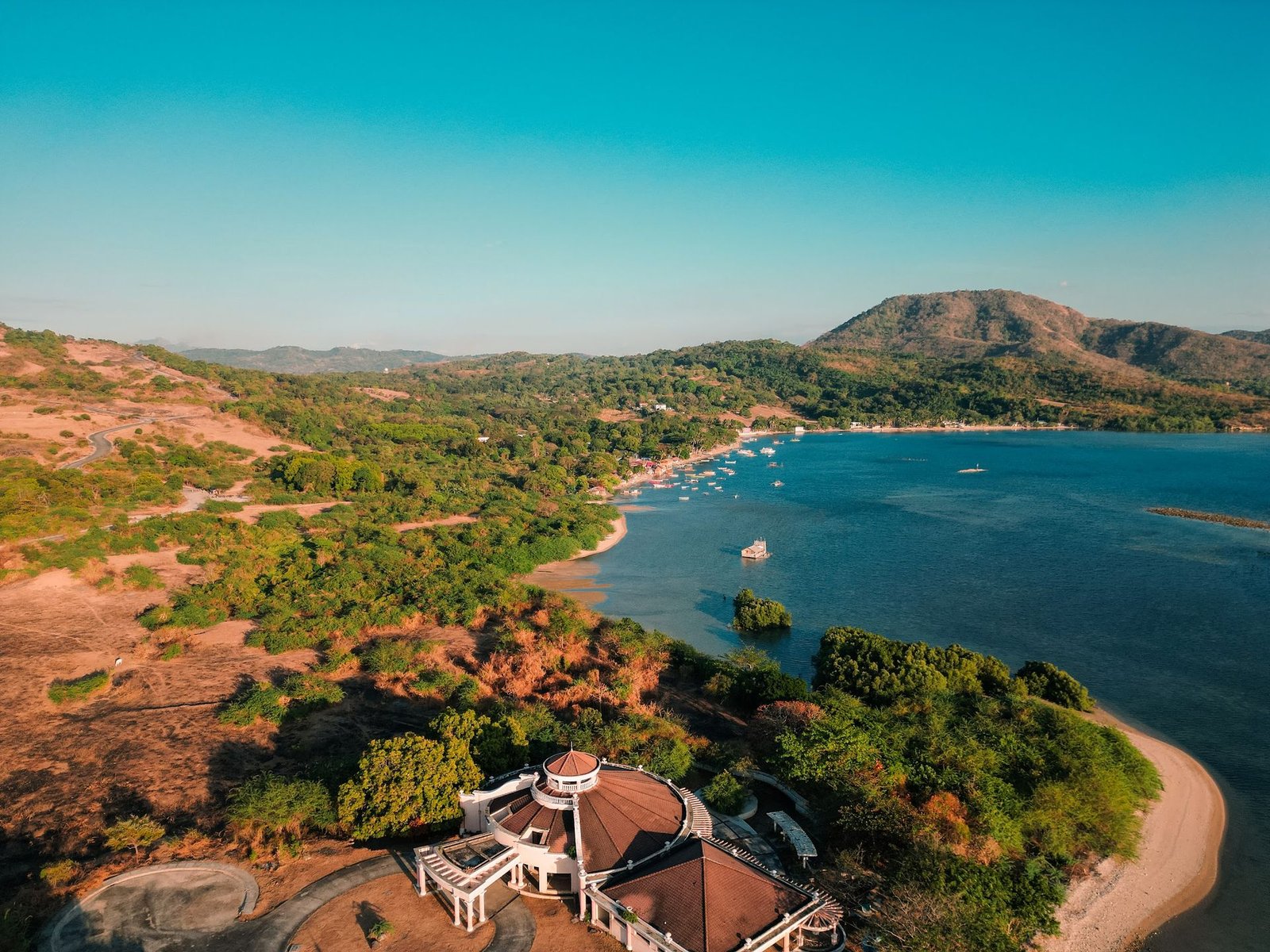 Aerial view of the Lialto coastline and hills in Lian, Batangas