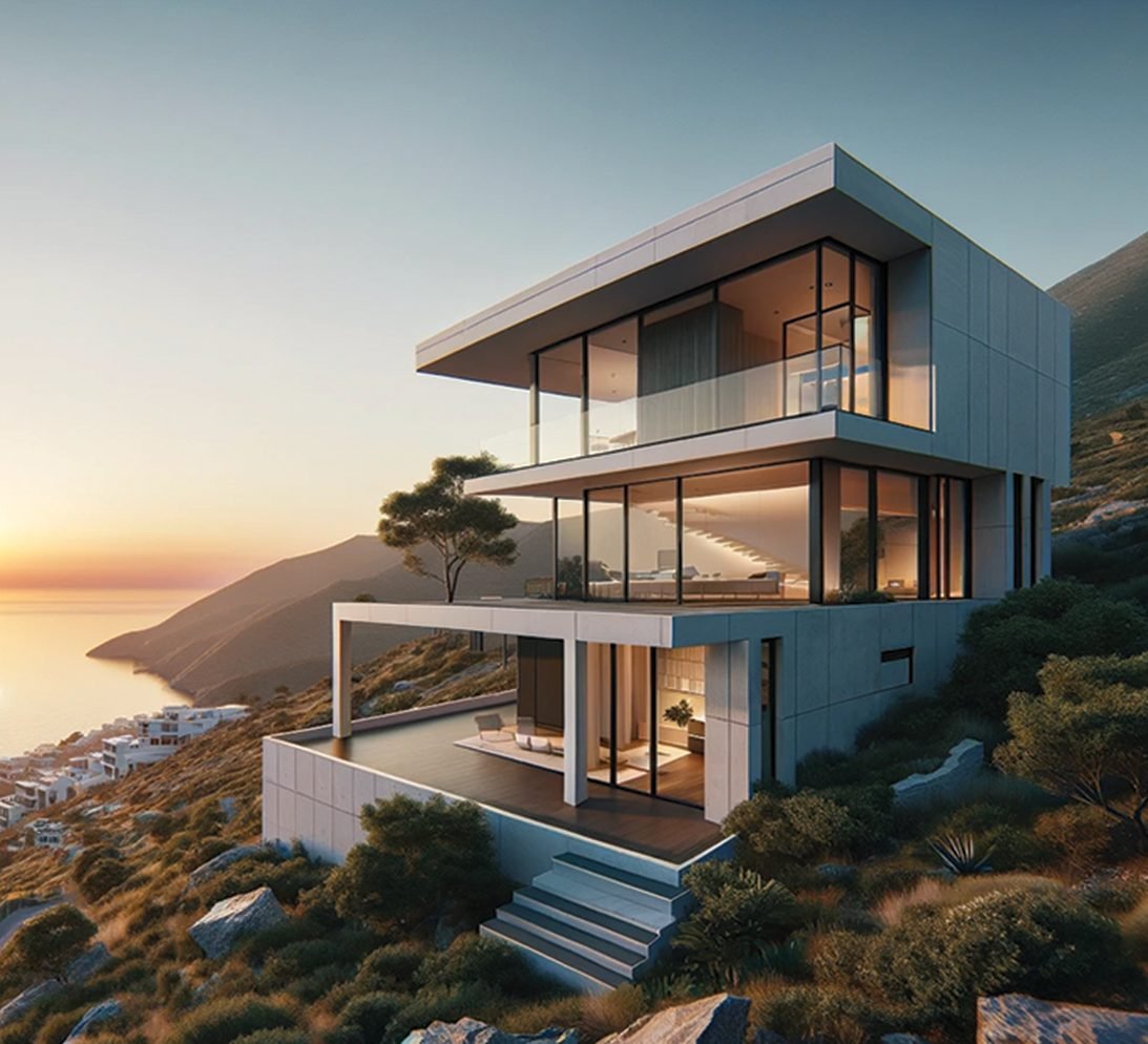 Render of a modern home on an elevated Alto lot